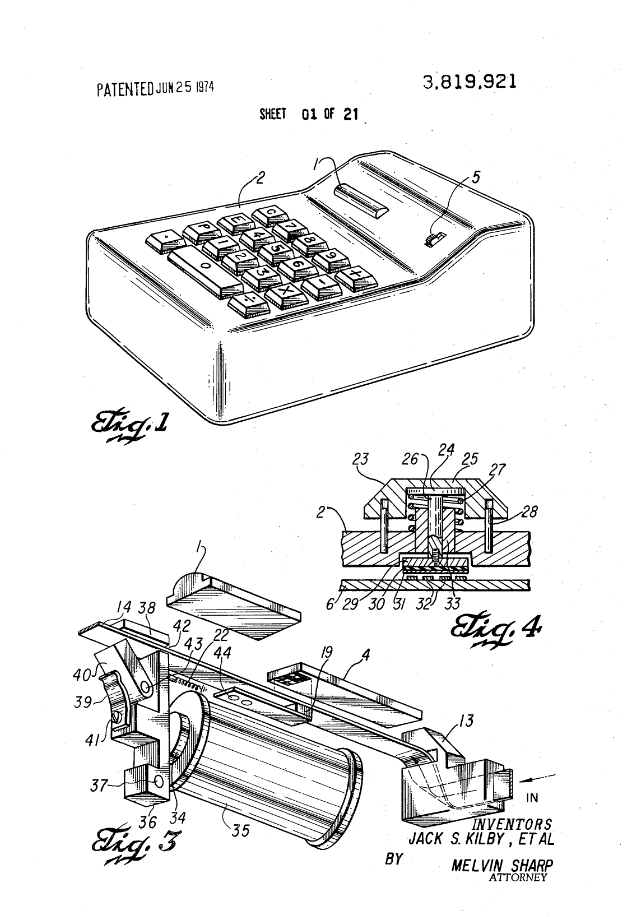 première page du brevet déposée par Texas Instruments en 1967